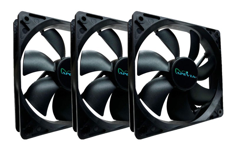 APEVIA CF314S-BK 140mm 4pin Molex & 3pin Motherboard Black Silent Case Fan (3-pk) - Image 1